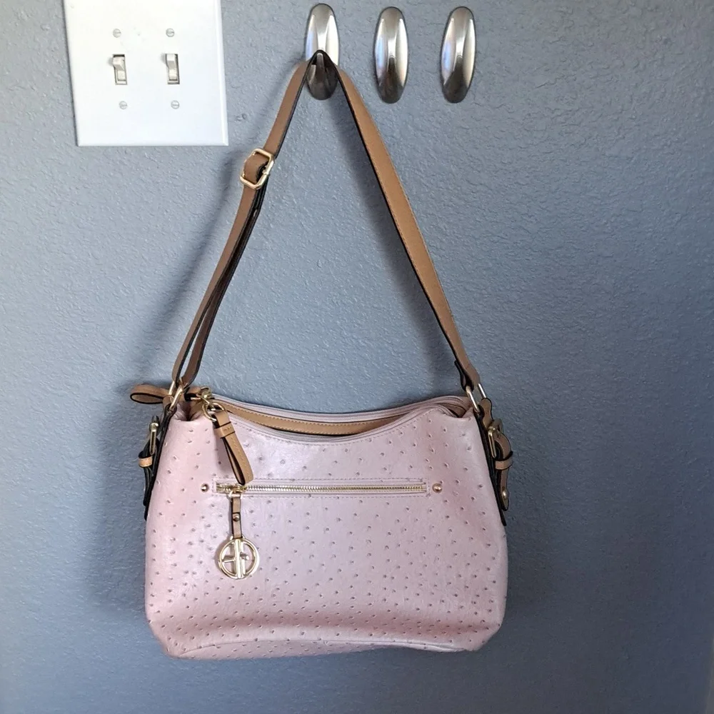 Giani Bernini Pink Faux Ostrich Handbag - Picture 4 of 13